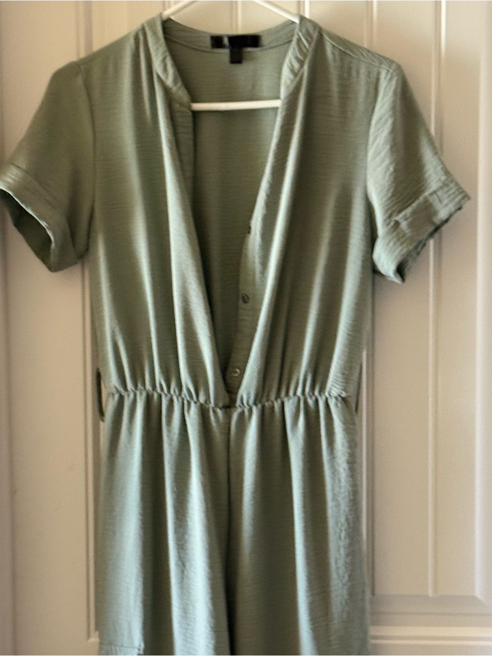 Macy's Sage Green Short-Sleeve Romper